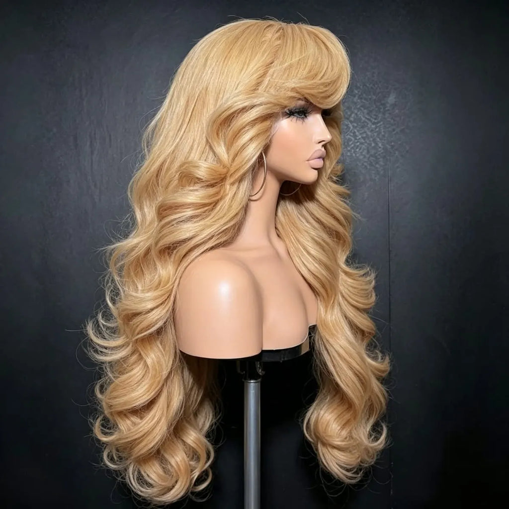 Honey Blonde Body Wave Synthetic Lace Front Wigs 13X4 HD Lace Frontal Wigs for Daily Party Cosplay Use K Pop Wig 250 Density