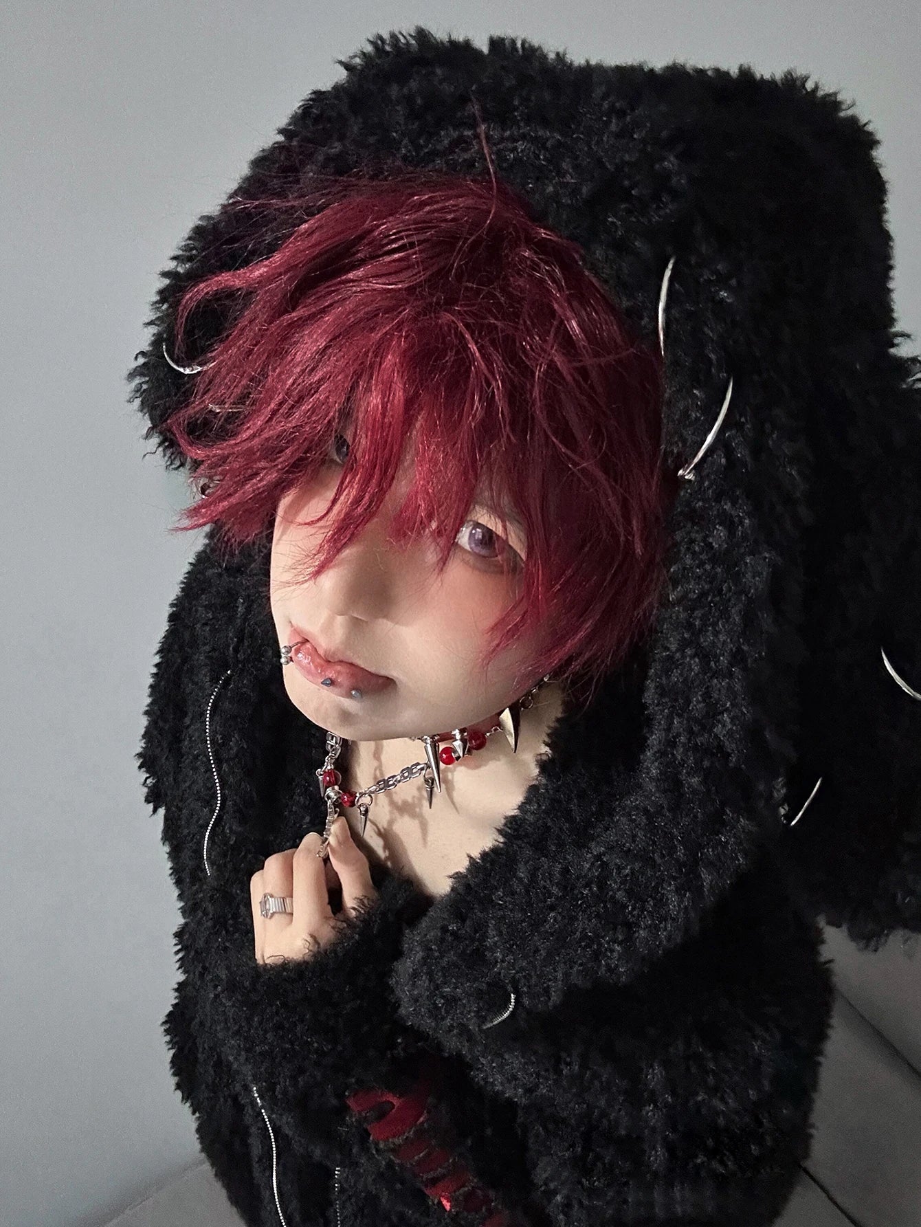 12Inch Personality Wine Red Synthetic Wig With Bang Short Natural Straight Hair For Men or Women Cosplay Heat Resistant LGBTQ
