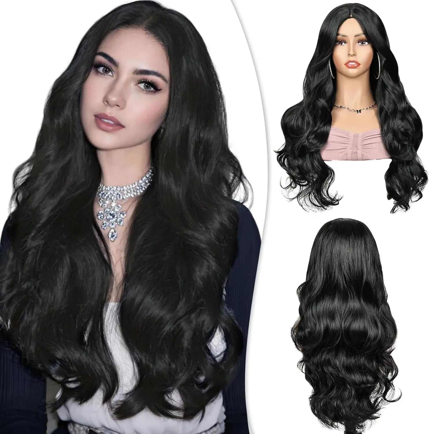 Fashion Big Wave Curly Wig 24 Inch, Heat Friendly Synthetic, Adjustable 21-23in Cap, Perfect for Outfit Matching
